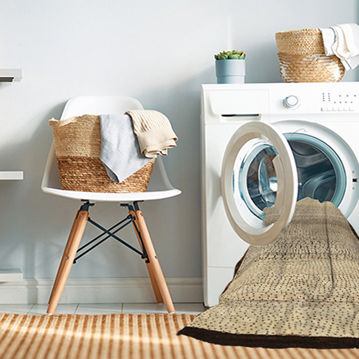 Machine Washable Contemporary Brown Gold Rug in a Washing Machine, wshcon1549