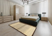 Contemporary Brown Gold Solid Rug in a Bedroom, con1549