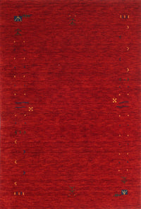 Machine Washable Contemporary Red Rug, wshcon154