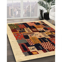 Contemporary Yellow Orange Modern Rug, con1551