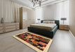 Machine Washable Contemporary Yellow Orange Rug in a Bedroom, wshcon1551