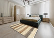 Contemporary Khaki Gold Solid Rug in a Bedroom, con1552