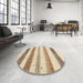 Round Machine Washable Contemporary Khaki Gold Rug in a Office, wshcon1552