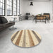 Round Contemporary Khaki Gold Solid Rug in a Office, con1552