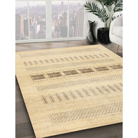 Contemporary Brown Gold Solid Rug, con1553