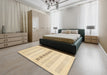 Contemporary Brown Gold Solid Rug in a Bedroom, con1553