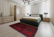 Contemporary Dark Scarlet Red Modern Rug in a Bedroom, con1554