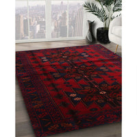 Contemporary Dark Scarlet Red Modern Rug, con1554