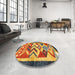 Round Contemporary Gold Modern Rug in a Office, con1555