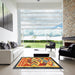 Square Contemporary Gold Modern Rug in a Living Room, con1555