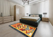 Machine Washable Contemporary Gold Rug in a Bedroom, wshcon1555