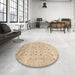 Round Machine Washable Contemporary Light Copper Gold Rug in a Office, wshcon1557