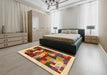 Machine Washable Contemporary Fire Brick Red Rug in a Bedroom, wshcon1559