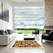 Square Machine Washable Contemporary Sienna Brown Rug in a Living Room, wshcon1560