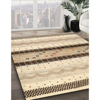 Contemporary Dark Almond Brown Modern Rug, con1561