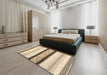 Contemporary Dark Almond Brown Modern Rug in a Bedroom, con1561