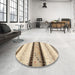 Round Machine Washable Contemporary Dark Almond Brown Rug in a Office, wshcon1561