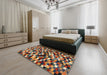 Machine Washable Contemporary Brass Green Rug in a Bedroom, wshcon1562