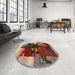 Round Machine Washable Contemporary Saffron Red Rug in a Office, wshcon1563