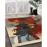 Contemporary Saffron Red Modern Rug, con1563