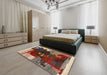 Machine Washable Contemporary Saffron Red Rug in a Bedroom, wshcon1563