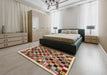 Machine Washable Contemporary Saffron Red Rug in a Bedroom, wshcon1564