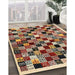 Contemporary Saffron Red Modern Rug in Family Room, con1564