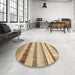 Round Contemporary Light Brown Modern Rug in a Office, con1565