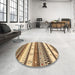 Round Contemporary Sienna Brown Modern Rug in a Office, con1566