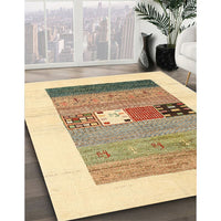 Contemporary Brown Gold Solid Rug, con1567