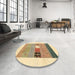 Round Machine Washable Contemporary Brown Gold Rug in a Office, wshcon1567