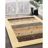 Contemporary Brown Gold Solid Rug, con1568