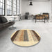 Round Machine Washable Contemporary Brown Gold Rug in a Office, wshcon1568