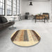 Round Contemporary Brown Gold Solid Rug in a Office, con1568