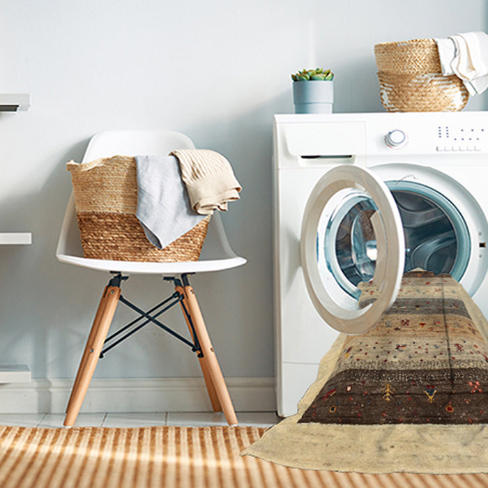 Machine Washable Contemporary Brown Gold Rug in a Washing Machine, wshcon1568