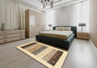 Contemporary Brown Gold Solid Rug in a Bedroom, con1568