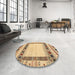 Round Machine Washable Contemporary Chrome Gold Yellow Rug in a Office, wshcon1569