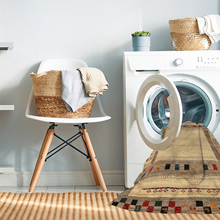 Machine Washable Contemporary Chrome Gold Yellow Rug in a Washing Machine, wshcon1569