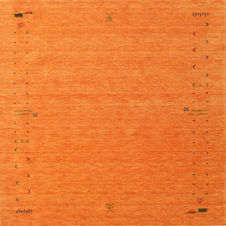 Square Contemporary Orange Red Modern Rug, con156