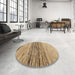 Round Machine Washable Contemporary Light Brown Rug in a Office, wshcon1570