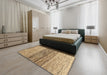 Machine Washable Contemporary Light Brown Rug in a Bedroom, wshcon1570