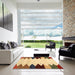 Square Contemporary Red Modern Rug in a Living Room, con1571