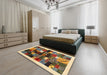 Machine Washable Contemporary Sangria Brown Rug in a Bedroom, wshcon1573