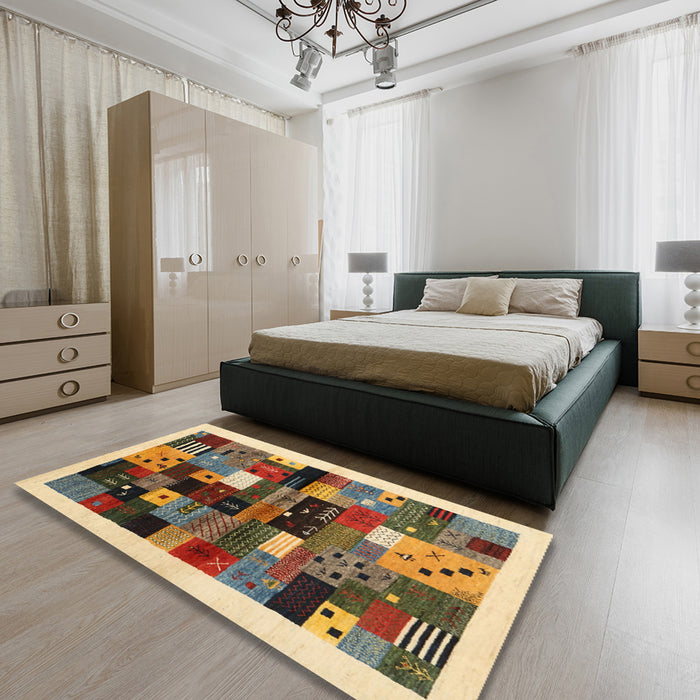 Machine Washable Contemporary Sangria Brown Rug in a Bedroom, wshcon1573