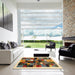 Square Machine Washable Contemporary Sangria Brown Rug in a Living Room, wshcon1573