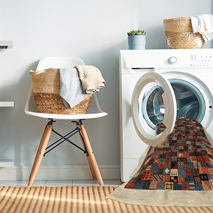 Machine Washable Contemporary Brown Green Rug in a Washing Machine, wshcon1575