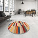 Round Machine Washable Contemporary Sandy Brown Rug in a Office, wshcon1576