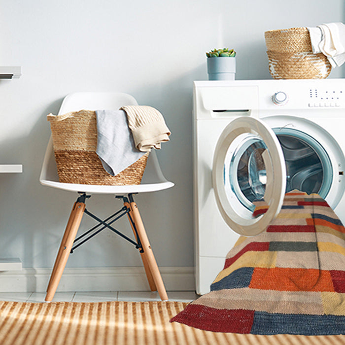 Machine Washable Contemporary Sandy Brown Rug in a Washing Machine, wshcon1576