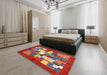 Machine Washable Contemporary Red Rug in a Bedroom, wshcon1577