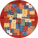 Square Machine Washable Contemporary Red Rug, wshcon1577